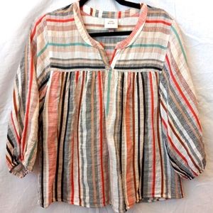Knox Rose multicolor striped blouse, size medium
